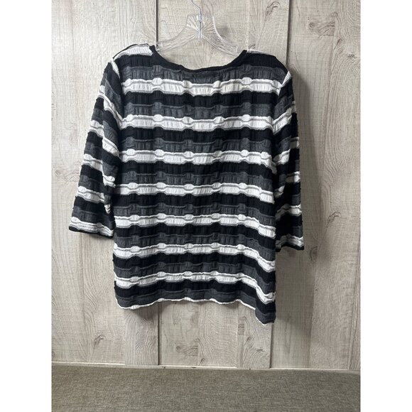 Christopher & Banks Womens Black & White Striped Knit Sweater Top Large - Picture 2 of 7